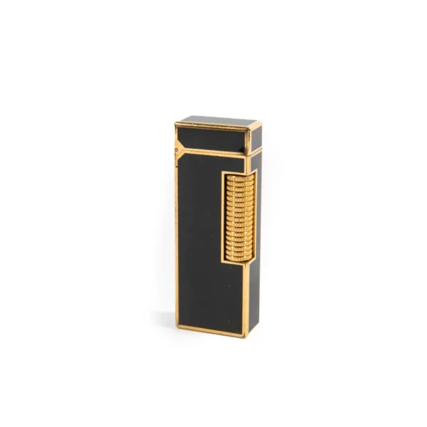 Vintage Dunhill Rollagas Lighter Black Lacquered Gold Plated 1970s - Image 2