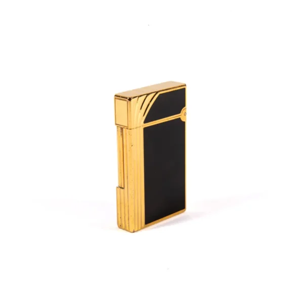 Vintage Authentic Gold plated Linge 2 ST Dupont Lighter in Black Lacquer 1990s - Image 3