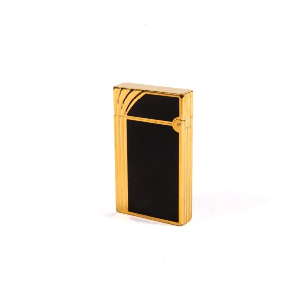 Vintage Authentic Gold plated Linge 2 ST Dupont Lighter in Black Lacquer 1990s - Image 4