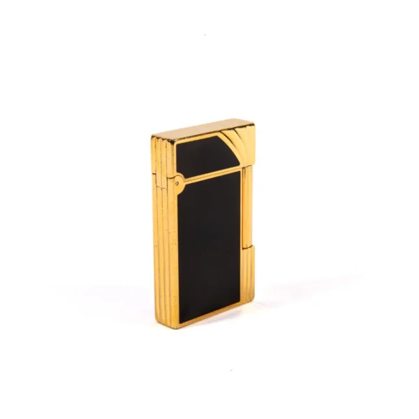 Vintage Authentic Gold plated Linge 2 ST Dupont Lighter in Black Lacquer 1990s - Image 5