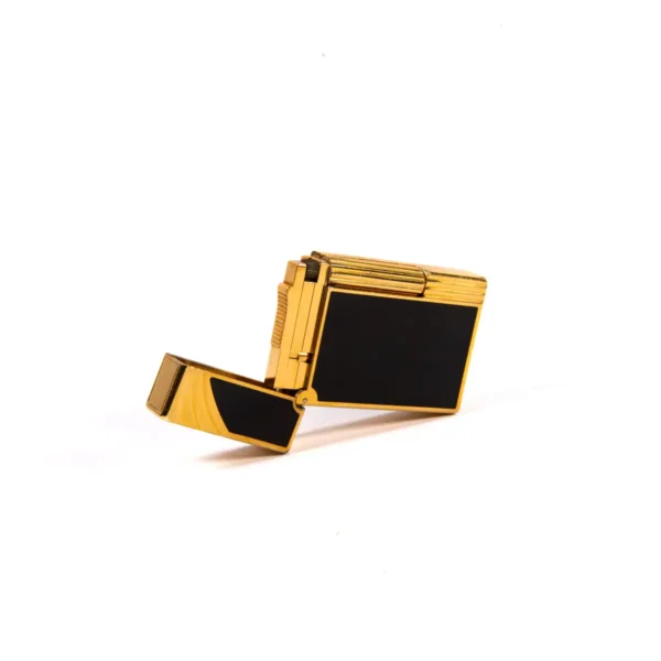 Vintage Authentic Gold plated Linge 2 ST Dupont Lighter in Black Lacquer 1990s - Image 6