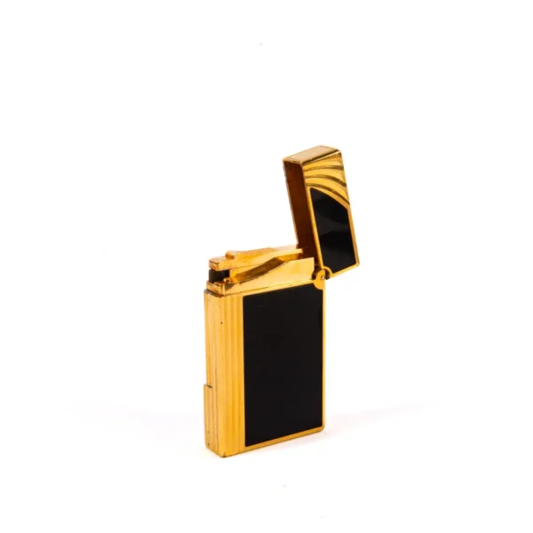 Vintage Authentic Gold plated Linge 2 ST Dupont Lighter in Black Lacquer 1990s - Image 7