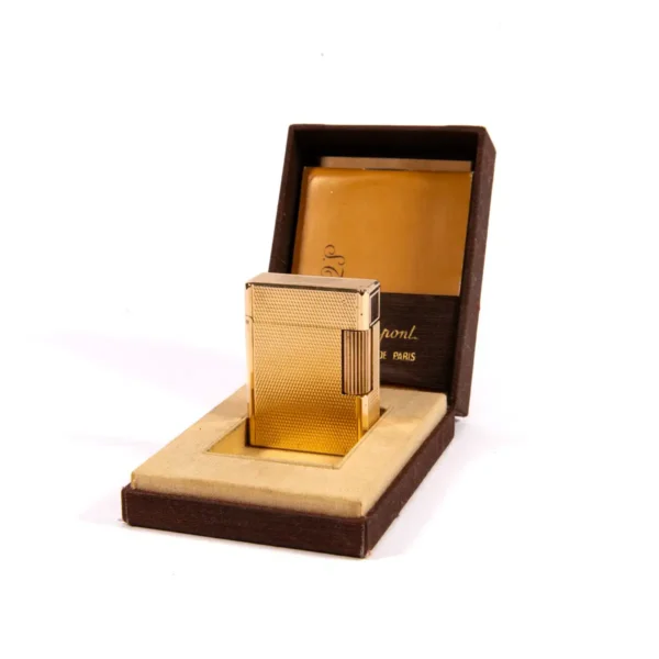 Vintage Gold Plated Small Linge 1 BR ST Dupont Lighter 1980s In Box - Image 2