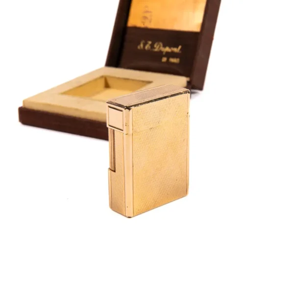 Vintage Gold Plated Small Linge 1 BR ST Dupont Lighter 1980s In Box - Image 4