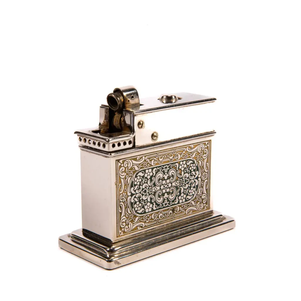 Square Table Lighter Vintage Myflam Chrome Enameled Table Lighter Square base 1950s - The ...