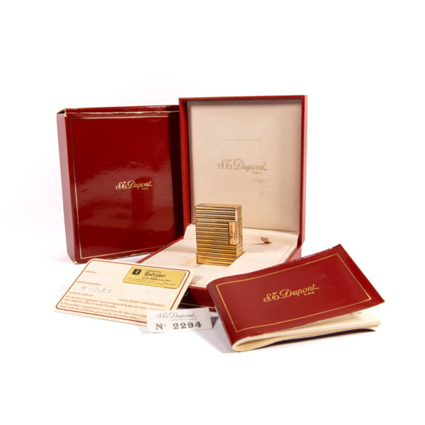 Vintage Gold Plated S.T. Dupont Ligne 1 BR Small Lighter 1985 in Box - Image 2