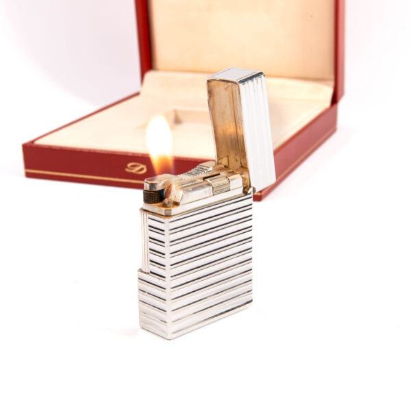 Vintage Silver Plated S.T. Dupont Ligne 1 BR Small Lighter 1980s in Box - Image 8