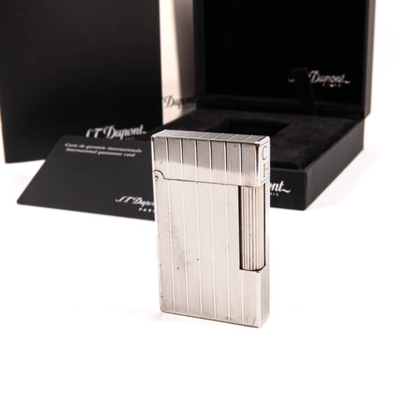 Vintage Silver Plated S.T. Dupont Ligne 2 Regular Lighter 1990s in Box - Image 3