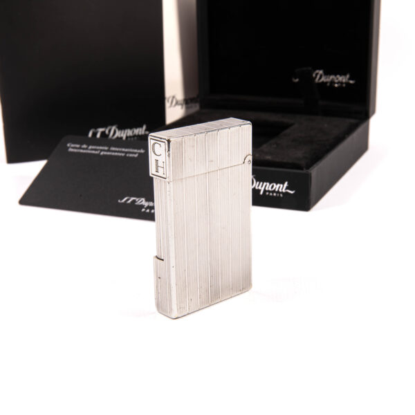 Vintage Silver Plated S.T. Dupont Ligne 2 Regular Lighter 1990s in Box - Image 4