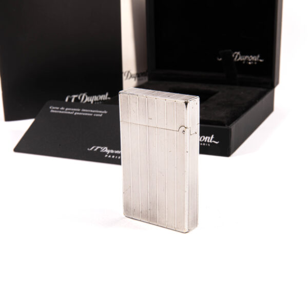 Vintage Silver Plated S.T. Dupont Ligne 2 Regular Lighter 1990s in Box - Image 5