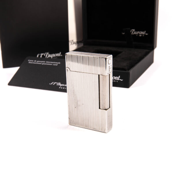 Vintage Silver Plated S.T. Dupont Ligne 2 Regular Lighter 1990s in Box - Image 7