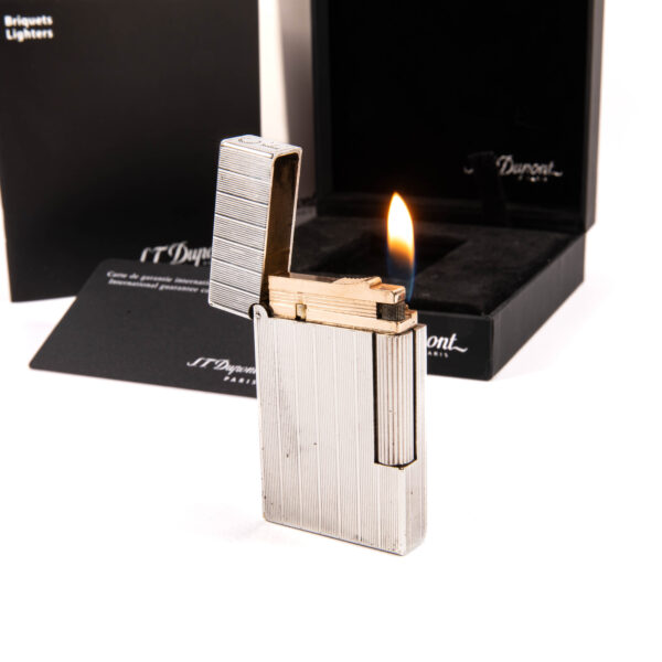 Vintage Silver Plated S.T. Dupont Ligne 2 Regular Lighter 1990s in Box - Image 8