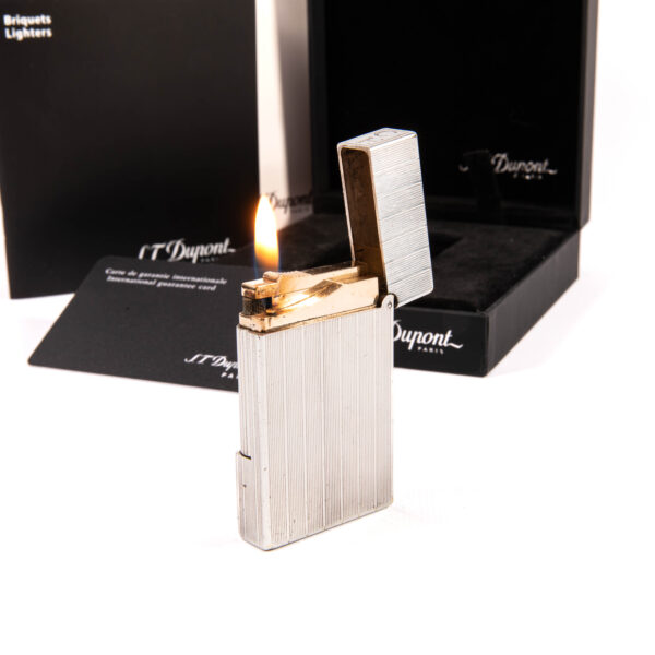 Vintage Silver Plated S.T. Dupont Ligne 2 Regular Lighter 1990s in Box - Image 9