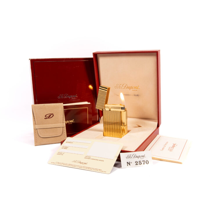 Vintage NOS Gold Plated S.T. Dupont Gatsby Lighter in Box 1980s