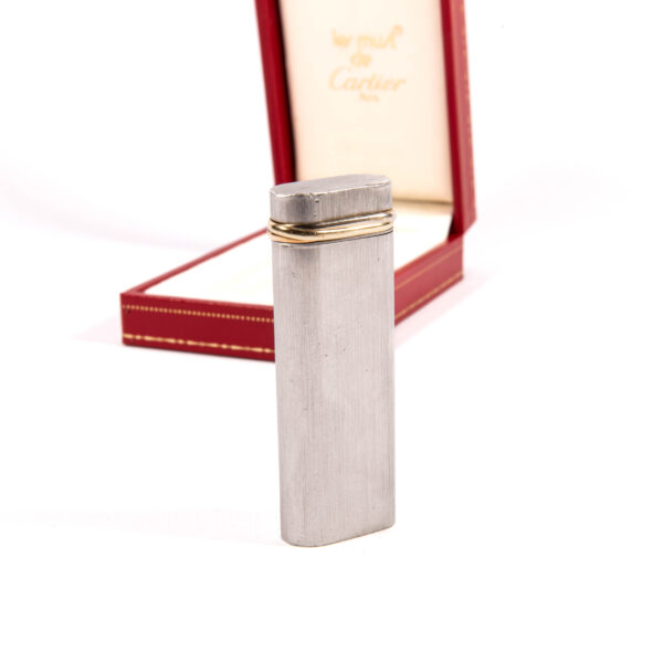 Vintage Cartier Les Must Trinity lighter Brushed Silver Complete In Box 1970s - Image 8