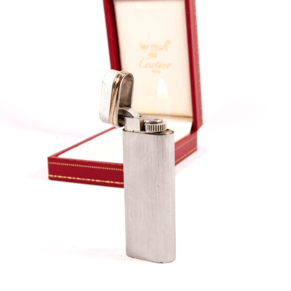 Vintage Cartier Les Must Trinity lighter Brushed Silver Complete In Box 1970s - Image 5