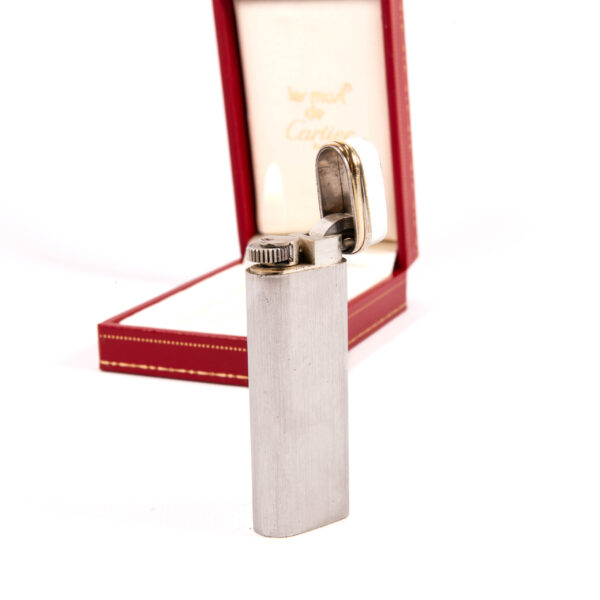 Vintage Cartier Les Must Trinity lighter Brushed Silver Complete In Box 1970s - Image 4