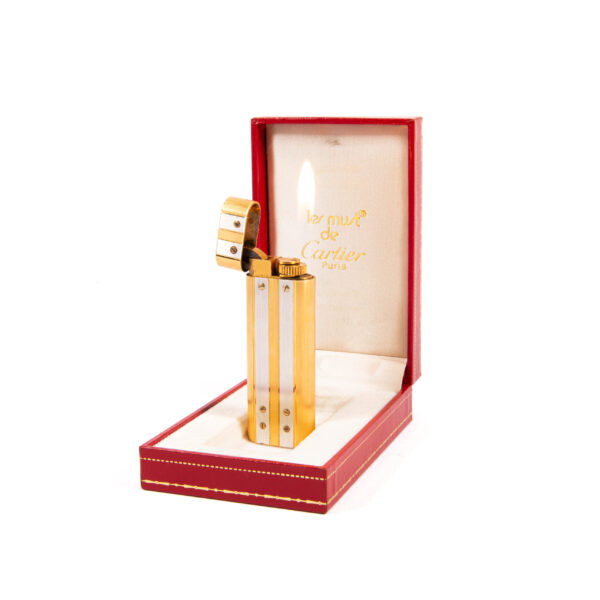 Vintage Gold Plated Cartier Santos Lighter in Box 1980s