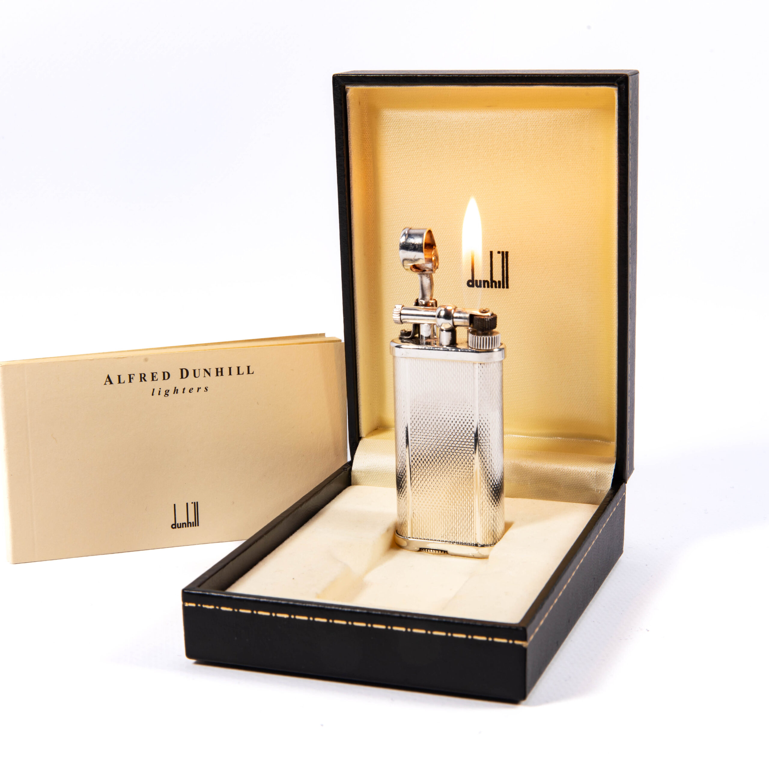 Vintage Silver Plated Dunhill Unique Lighter in Box 1990s