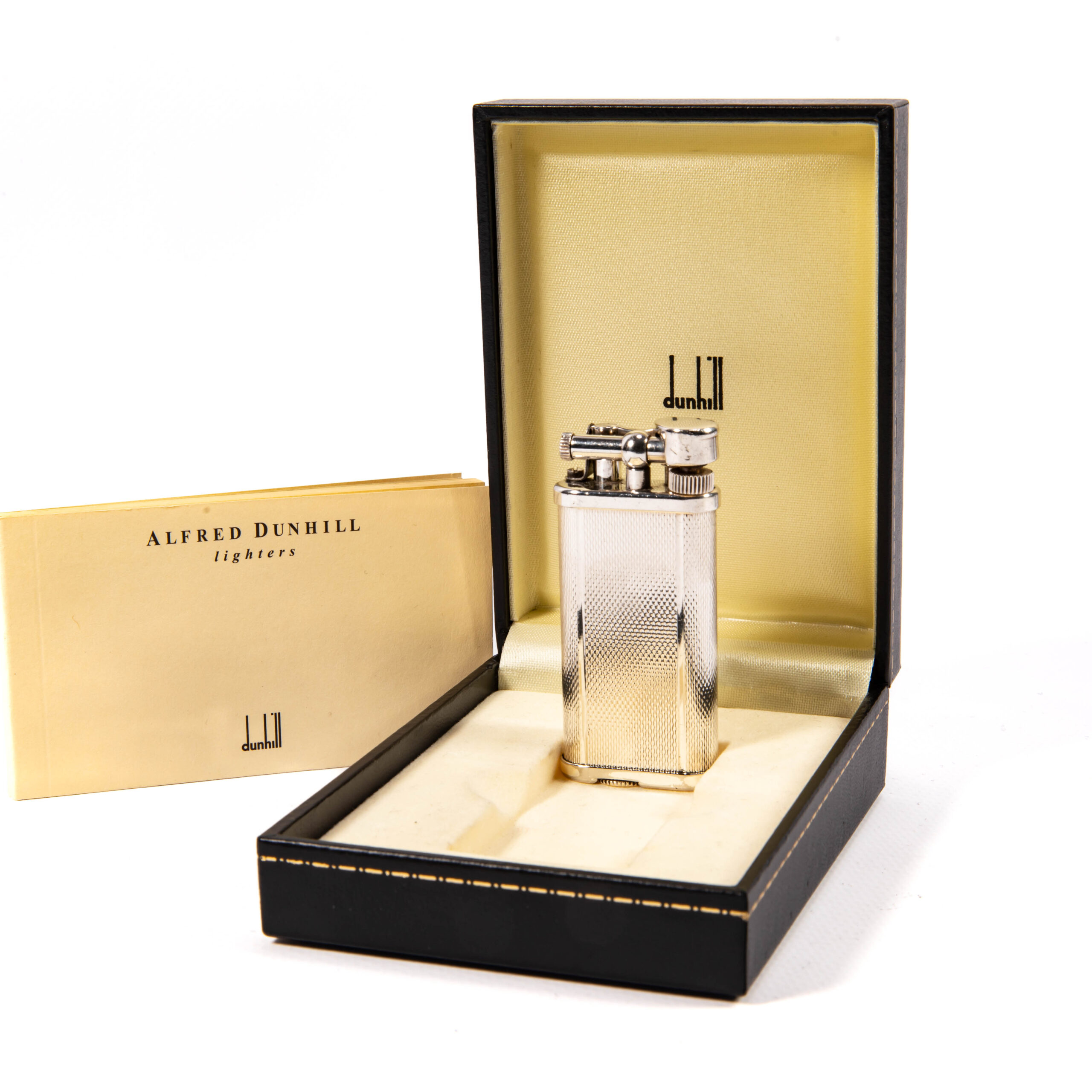 Vintage Silver Plated Dunhill Unique Lighter in Box 1990s