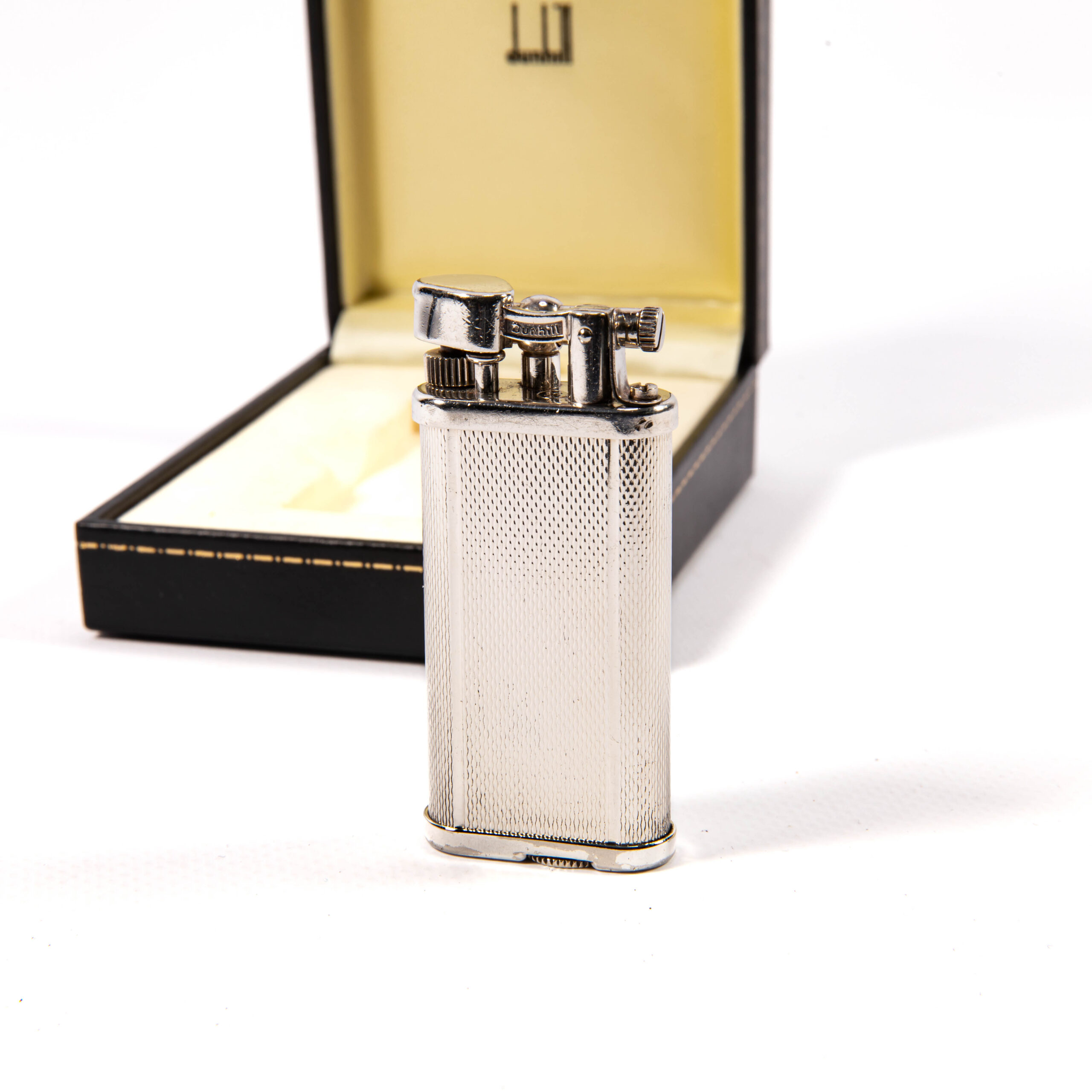 Vintage Silver Plated Dunhill Unique Lighter in Box 1990s