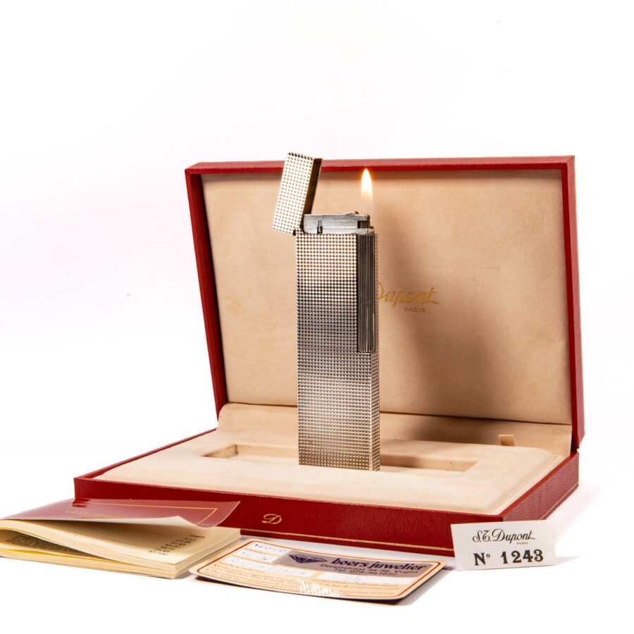 Vintage Silver Plated S.T. Dupont Ligne 2 Desk Lighter in Box 1989