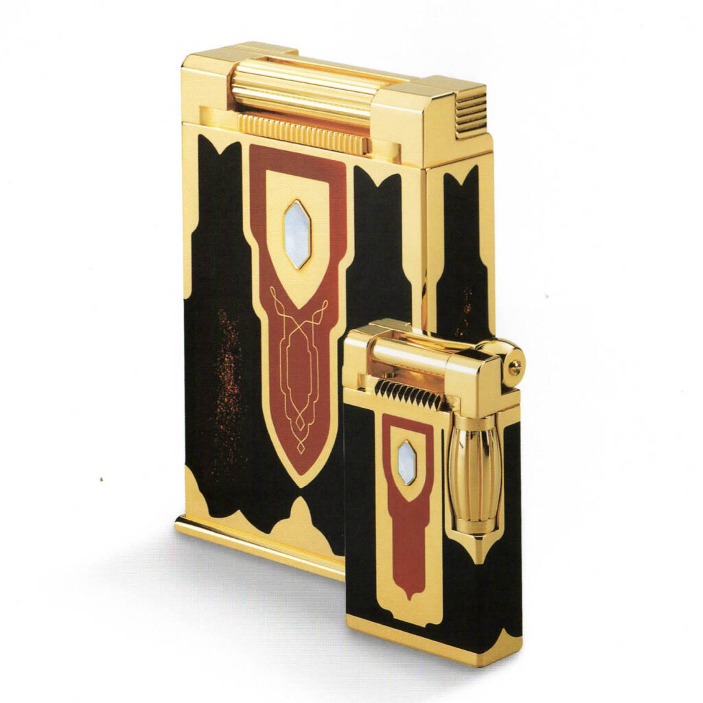 S.T. Dupont Maharadjah limited edition 1996 lighter and table lighter in lacquer with mother of pearl