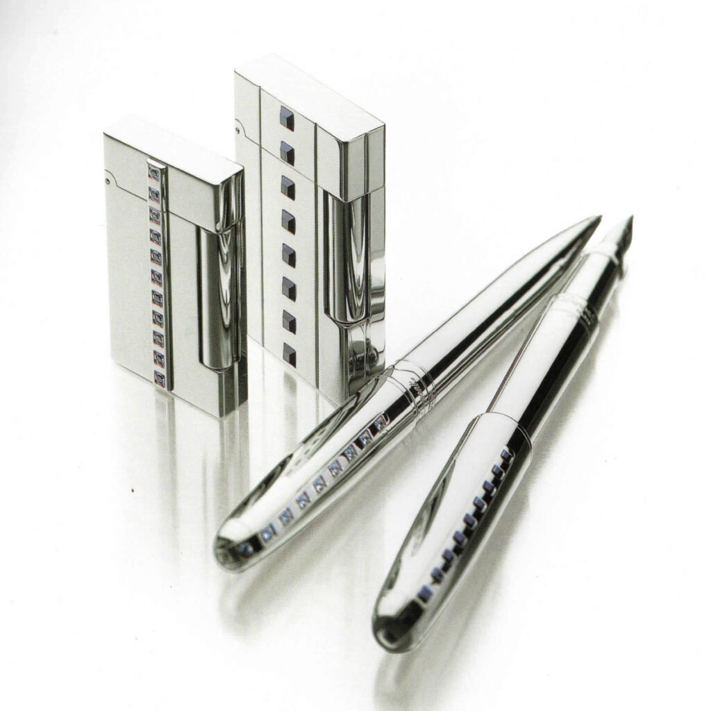 S.T. Dupont Night and Light limited edition 2000 lighters with diamonds and onyx on palladium