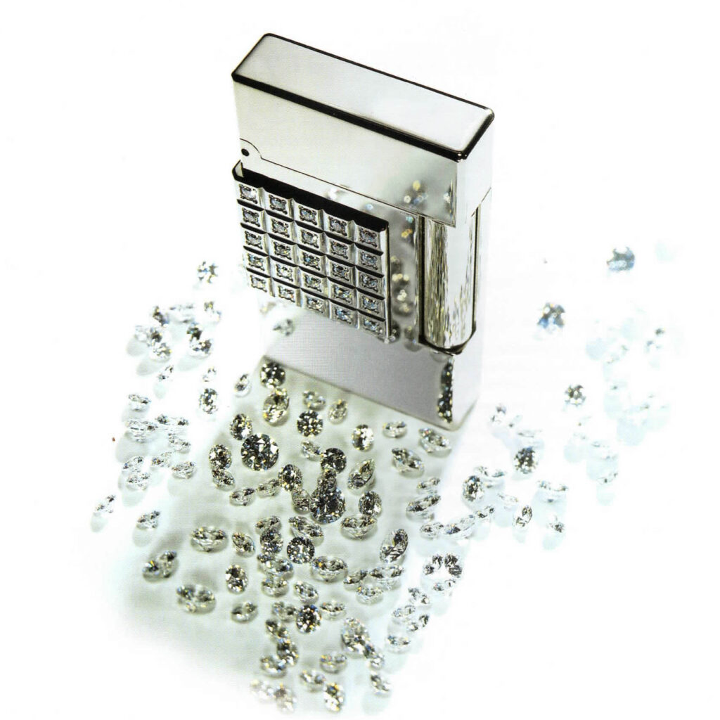 S.T. Dupont 60 Diamonds limited edition 2001 Ligne 2 lighter set with diamonds