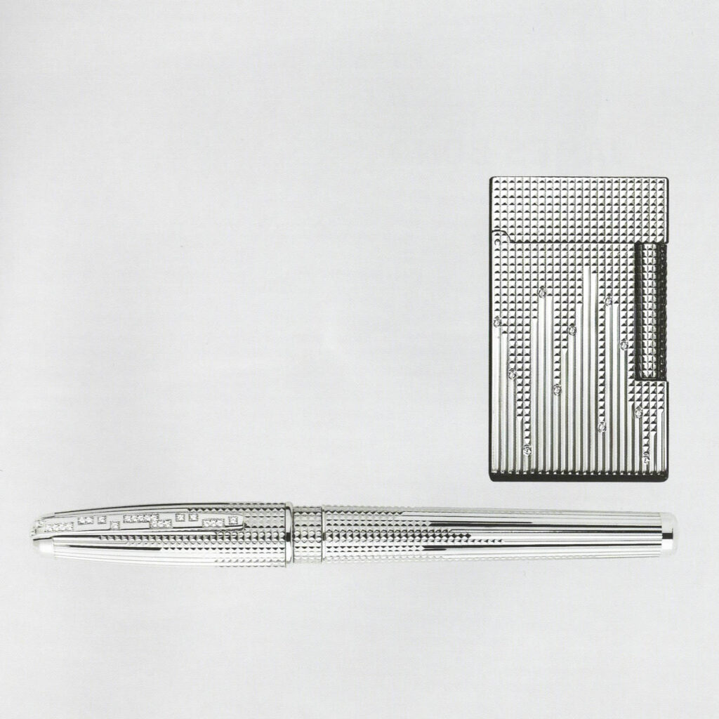 S.T. Dupont Diamond Drops limited edition 2005 lighters in platinum with diamonds