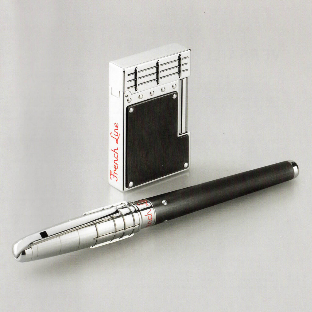 S.T. Dupont French Line limited edition 2007 lighters in brushed steel with rivets