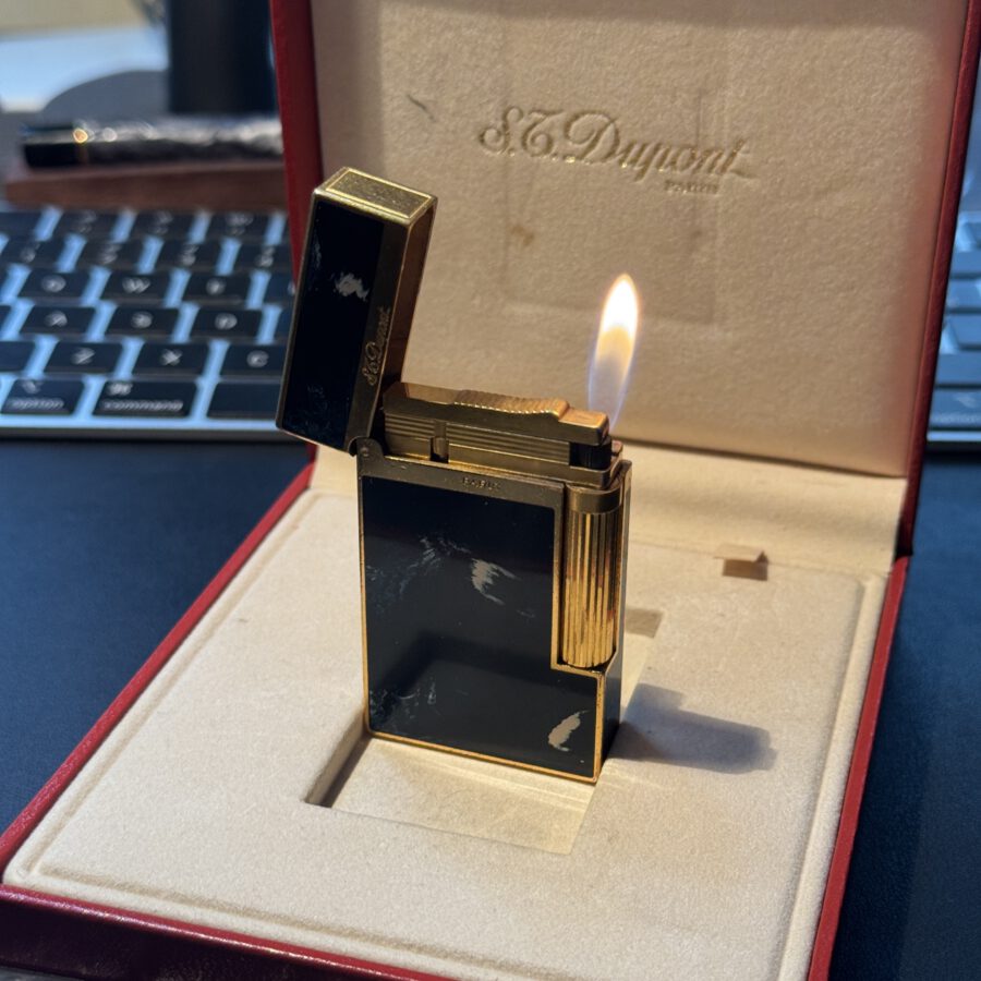 Vintage S.T. Dupont Ligne 2 Regular Lighter Ocean Blue Lacquered in Box 1990s