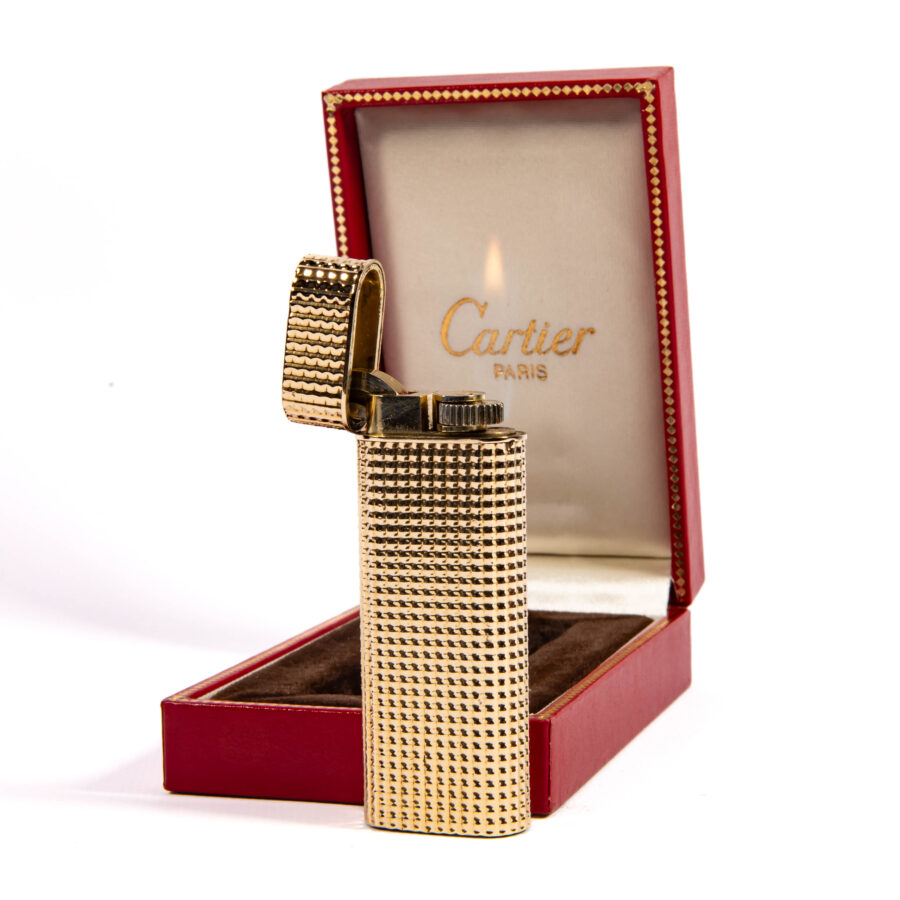 Vintage 18k Gold Jacket Cartier Les Must Lighter in Box 1970s