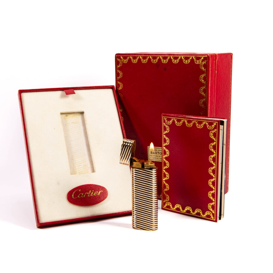 Vintage Factory 18k Solid Gold Cartier Trinity Lighter in Box 1970s