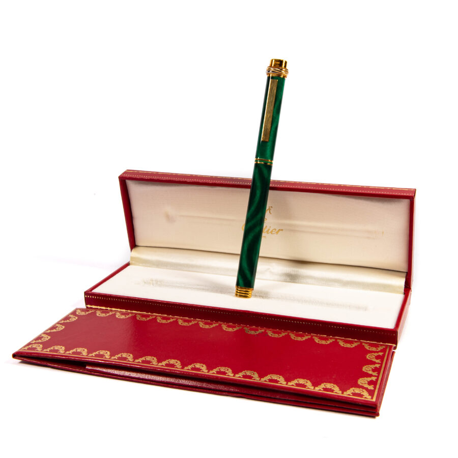 Vintage Cartier Vendome Fountain Pen Malachite in Box 1997