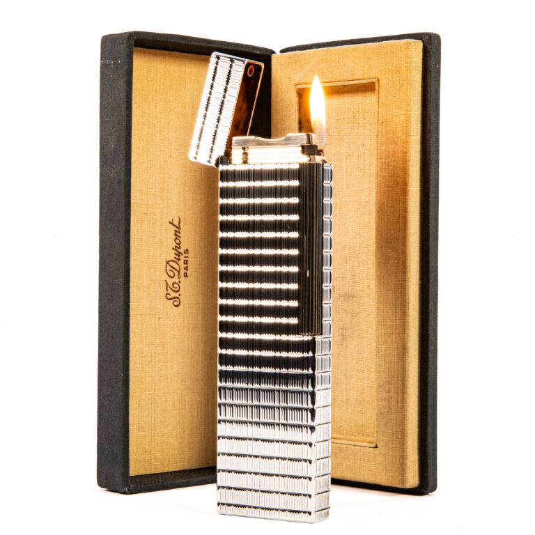 Vintage Silver Plated S.T. Dupont Ligne 1 Desk Lighter in Box 1970s
