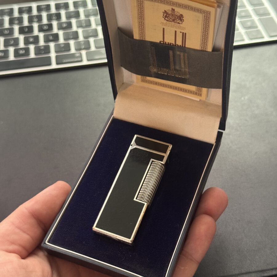 Vintage Dunhill Rollagas Lighter Black Lacquered in Box 1980s