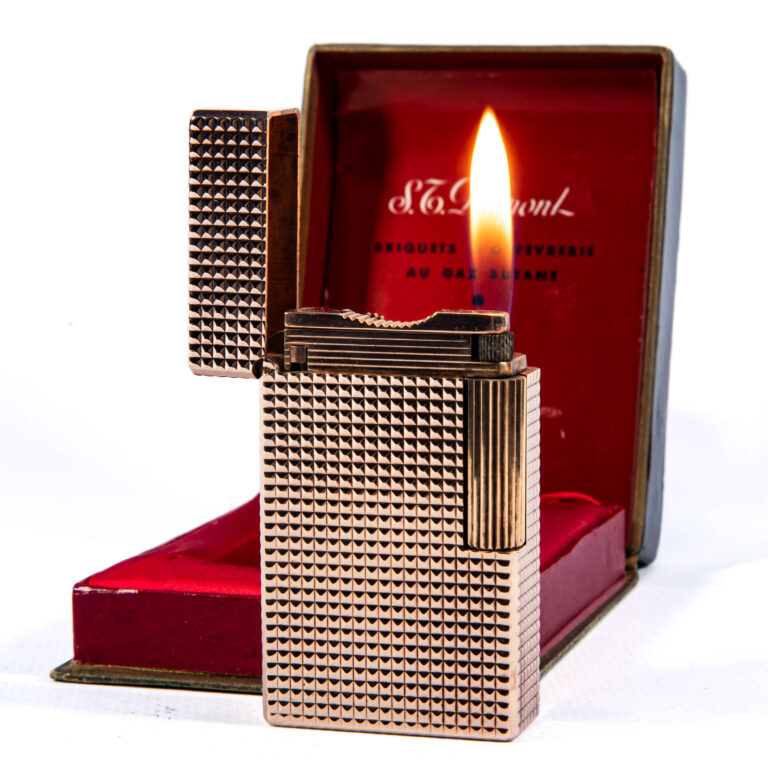 Vintage Rose Gold Plated S.T. Dupont Ligne 1 BS Regular Lighter in Box 1960s